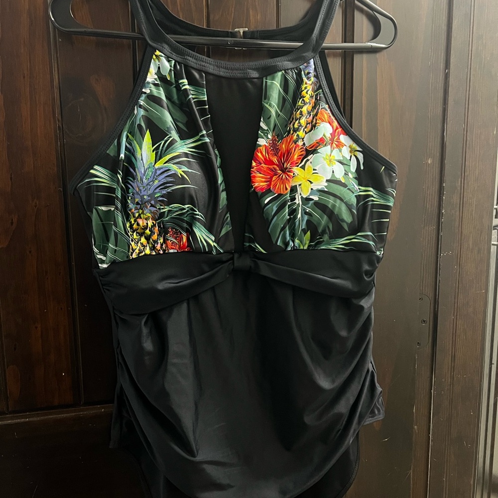 Tropical Floral Black Swimsuit
